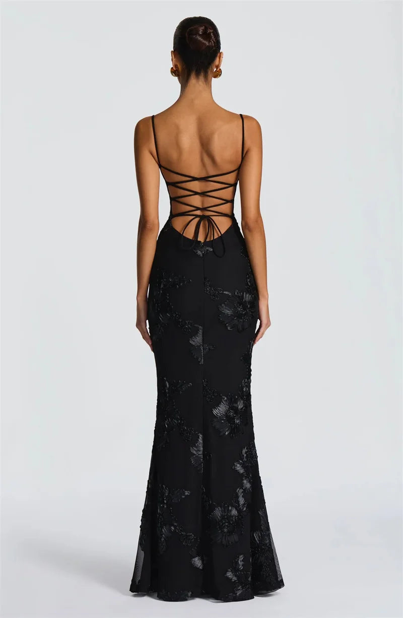 Women’s Maxi Dress with Spaghetti Straps and Floral
