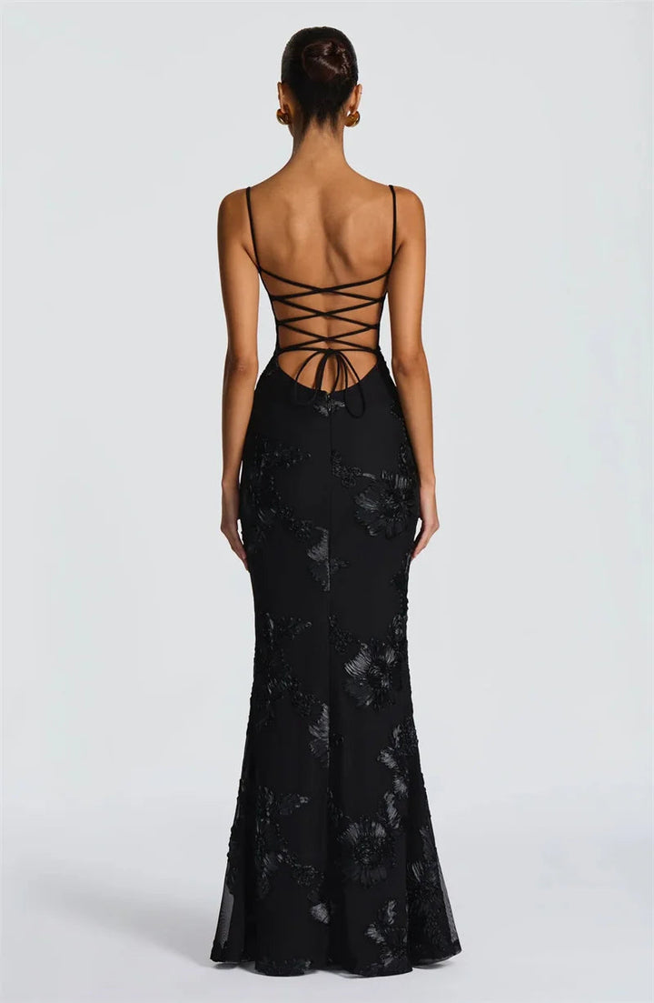 Women’s Maxi Dress with Spaghetti Straps and Floral