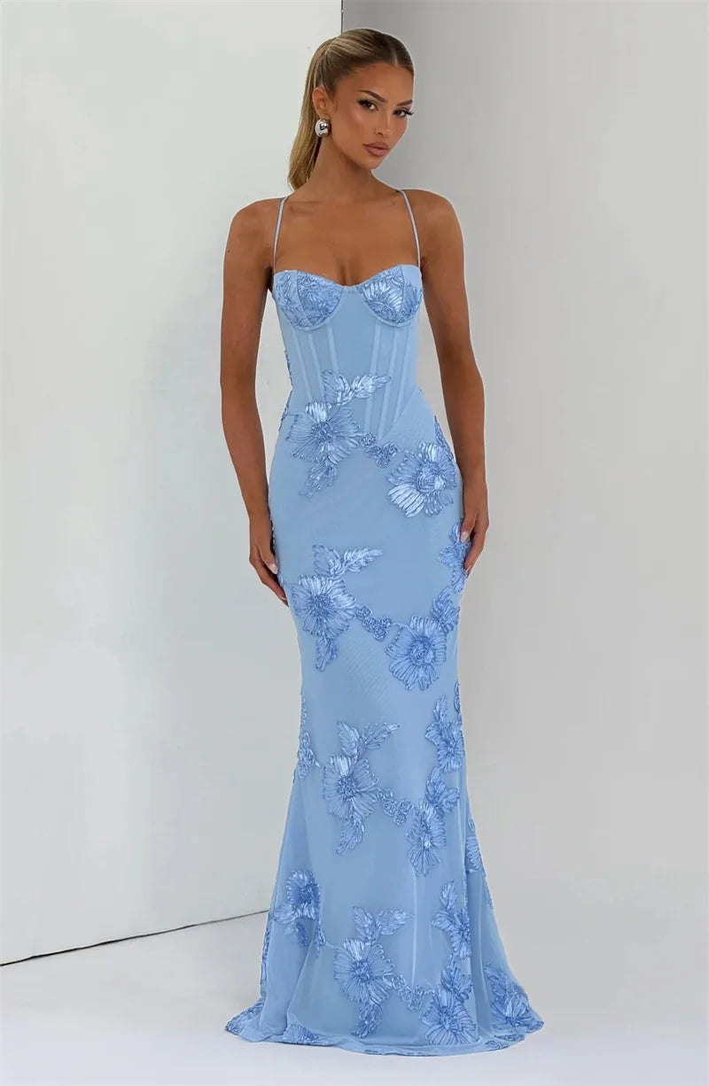 Women’s Maxi Dress with Spaghetti Straps and Floral