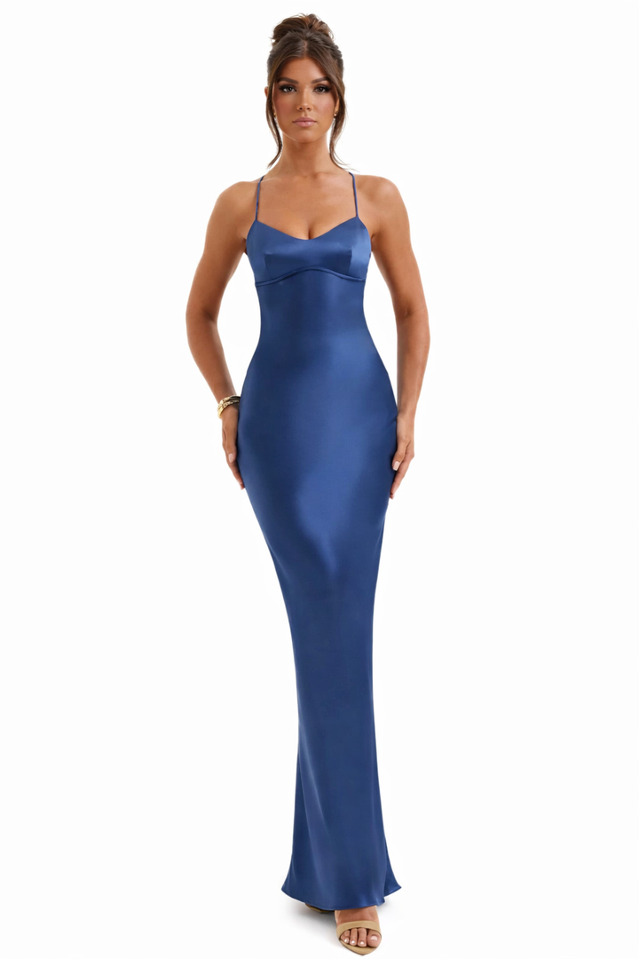 Women’s Maxi Dress with Spaghetti Straps and Panel Seams