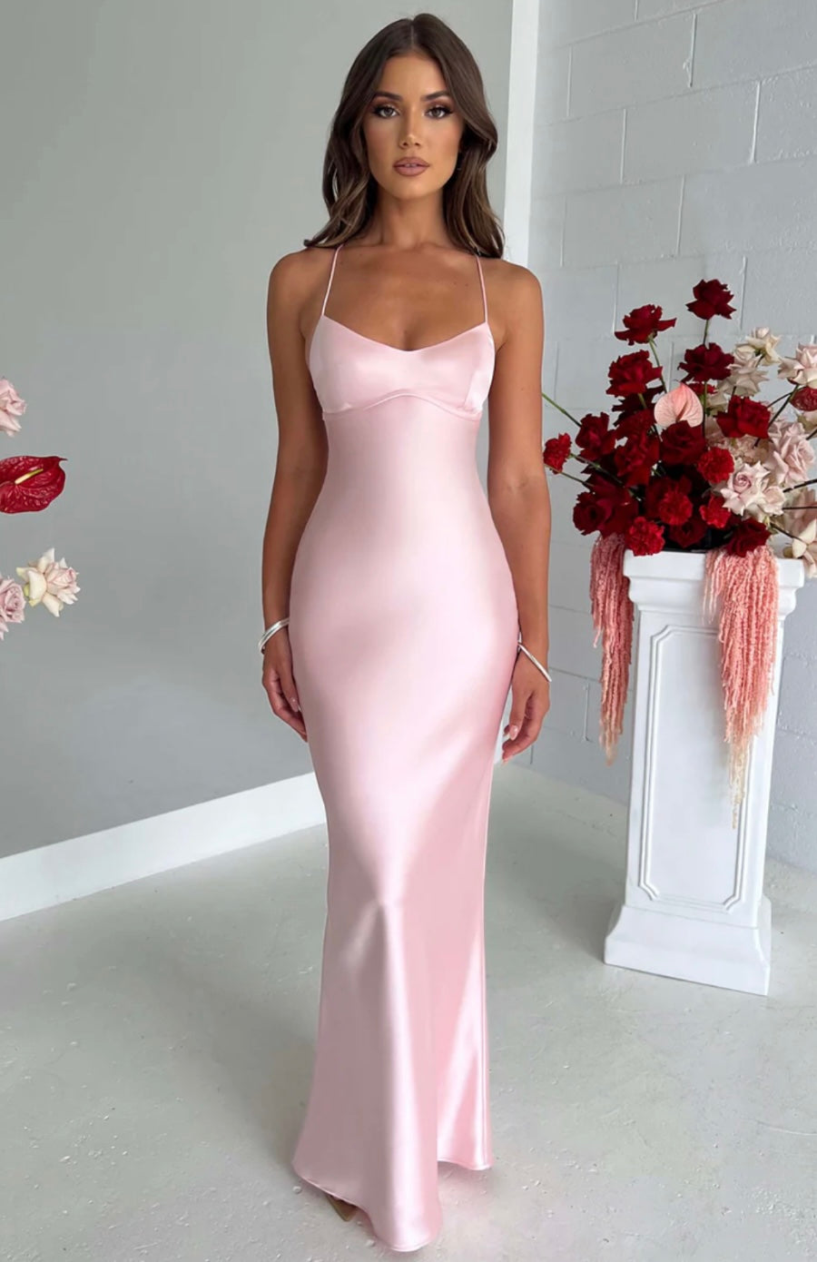 Women’s Maxi Dress with Spaghetti Straps and Panel Seams
