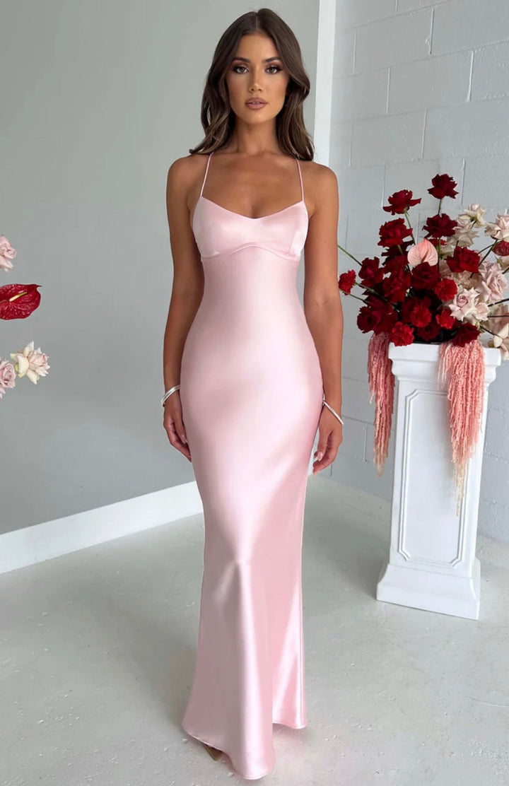 Women’s Maxi Dress with Spaghetti Straps and Panel Seams