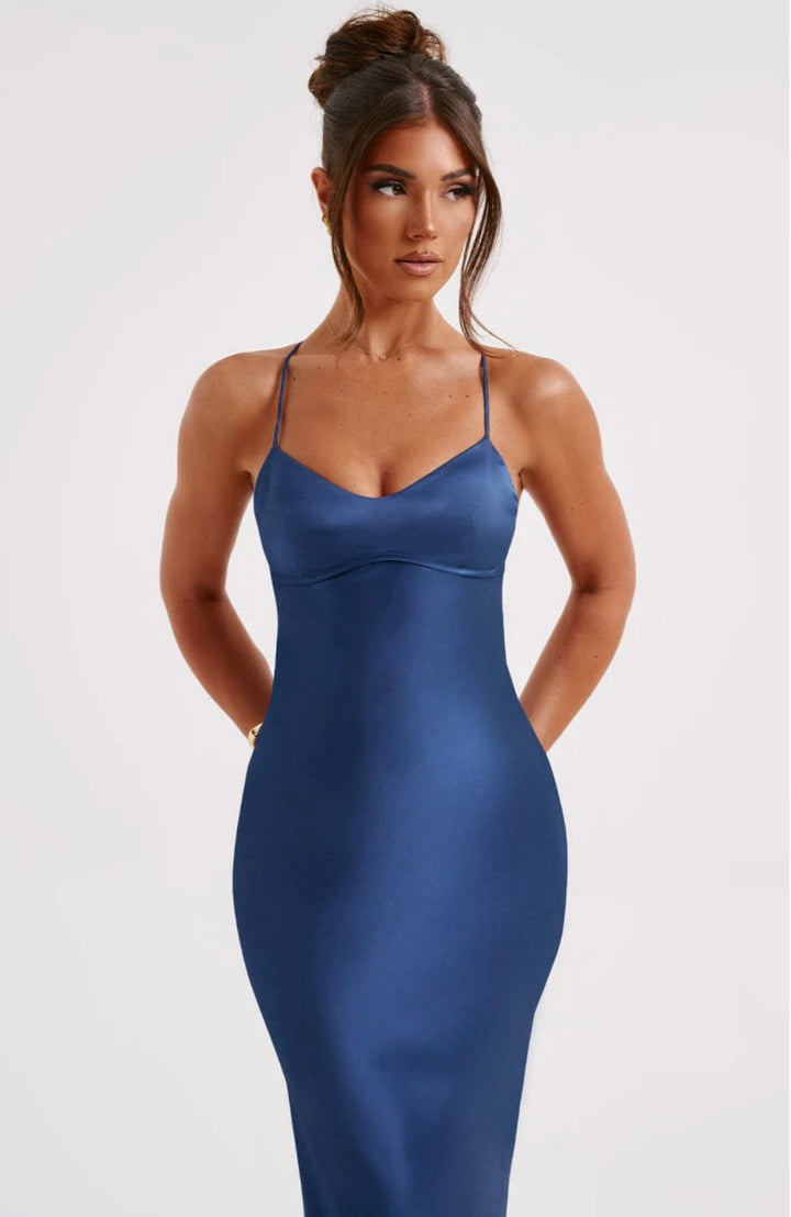 Women’s Maxi Dress with Spaghetti Straps and Panel Seams