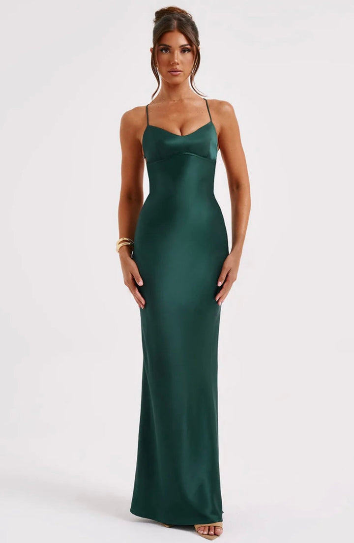 Women’s Maxi Dress with Spaghetti Straps and Panel Seams