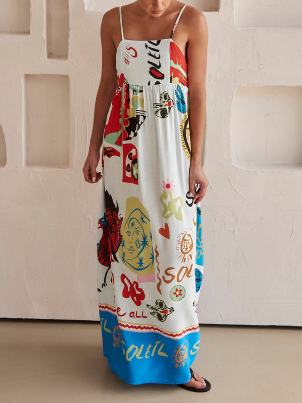 Women’s Maxi Dress with Standard Neckline and Short Sleeves