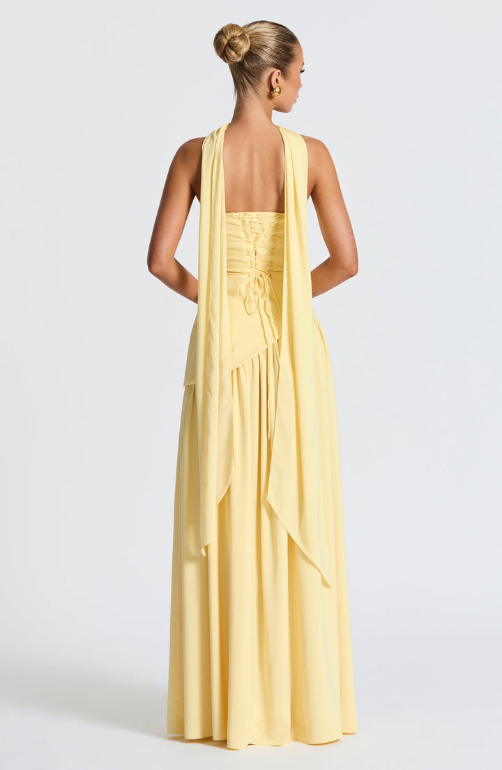 Women’s Maxi Dress with Strapless Neckline and Front Leg Slit