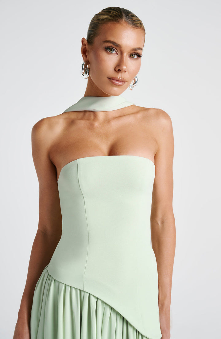 Women’s Maxi Dress with Strapless Neckline and Front Leg Slit