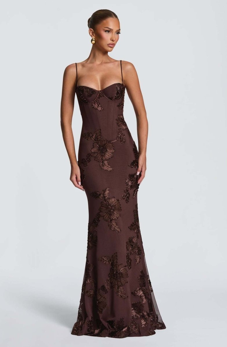 Women’s Maxi Dress with Sweetheart Neckline and Back Lacing