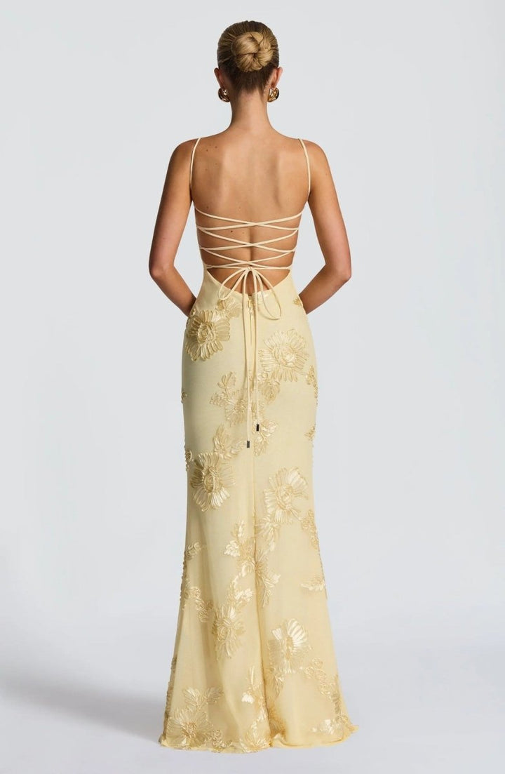 Women’s Maxi Dress with Sweetheart Neckline and Back Lacing