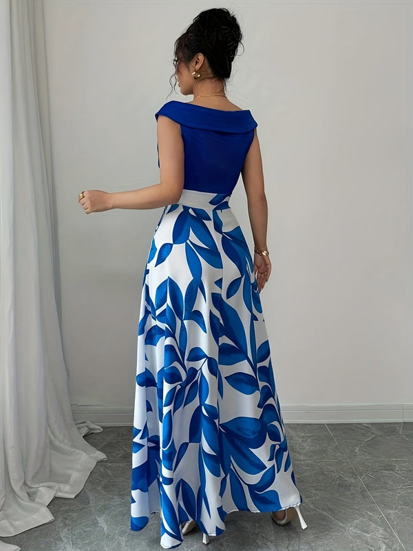 Women’s Maxi Dress with V-Neckline and A-Line Skirt