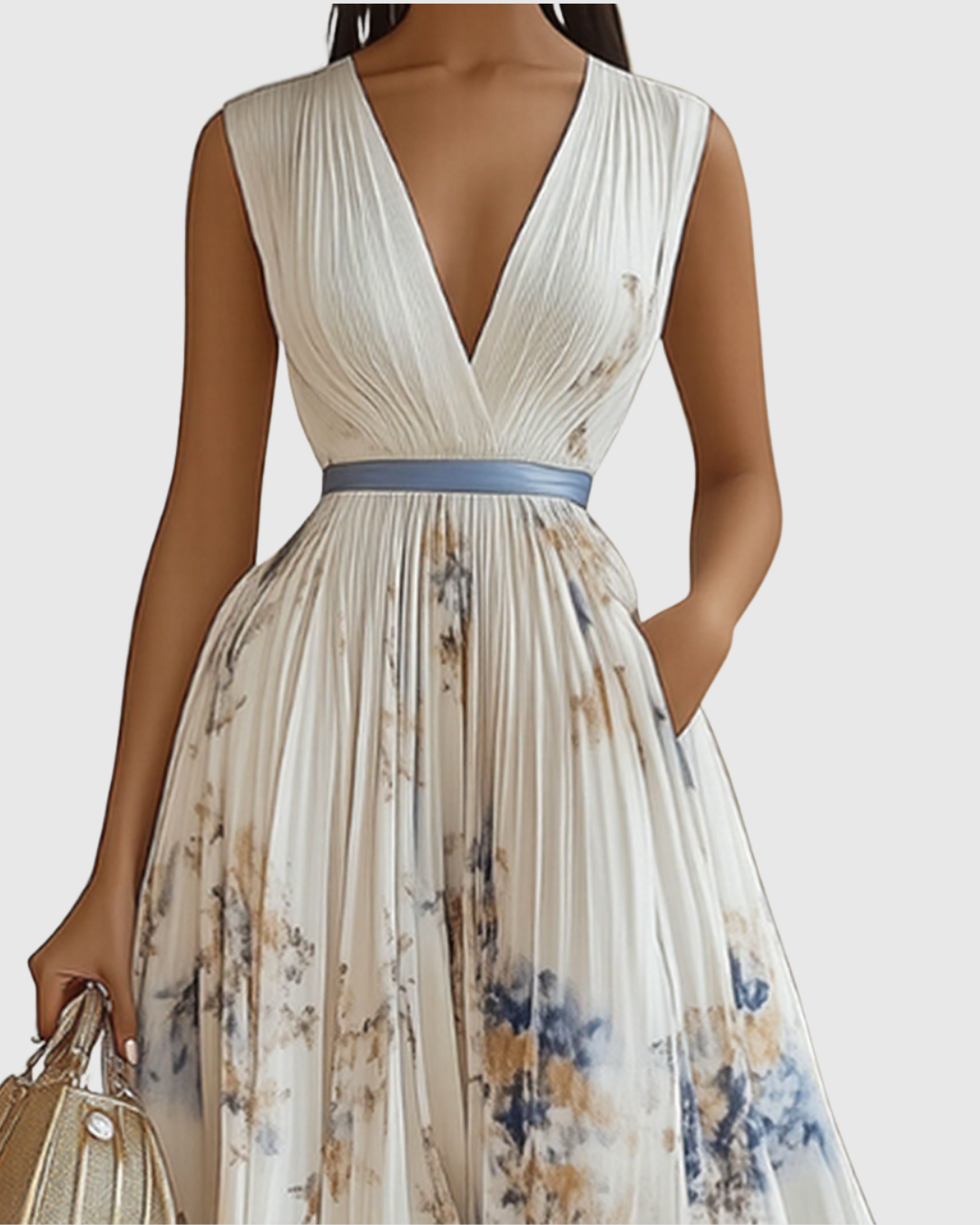 Women’s Maxi Dress with Sleeveless and Side Pockets