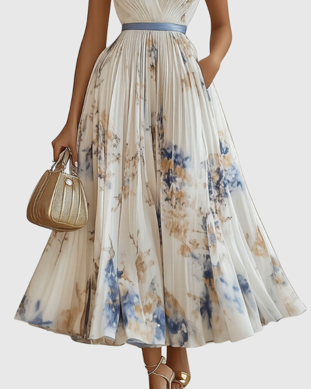 Women’s Maxi Dress with Sleeveless and Side Pockets