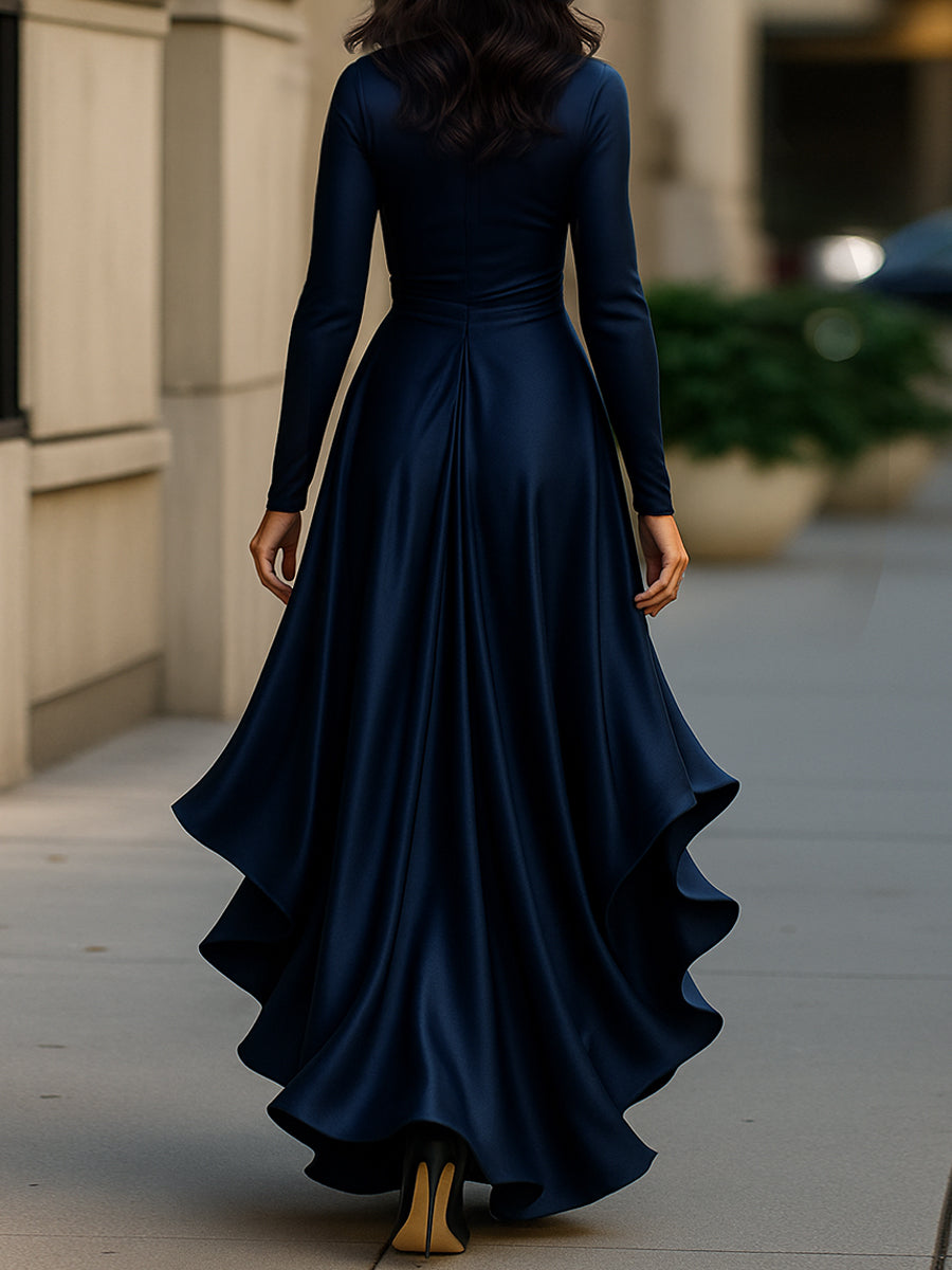 Women’s Maxi Dress with V Neckline and Ruffle Hem
