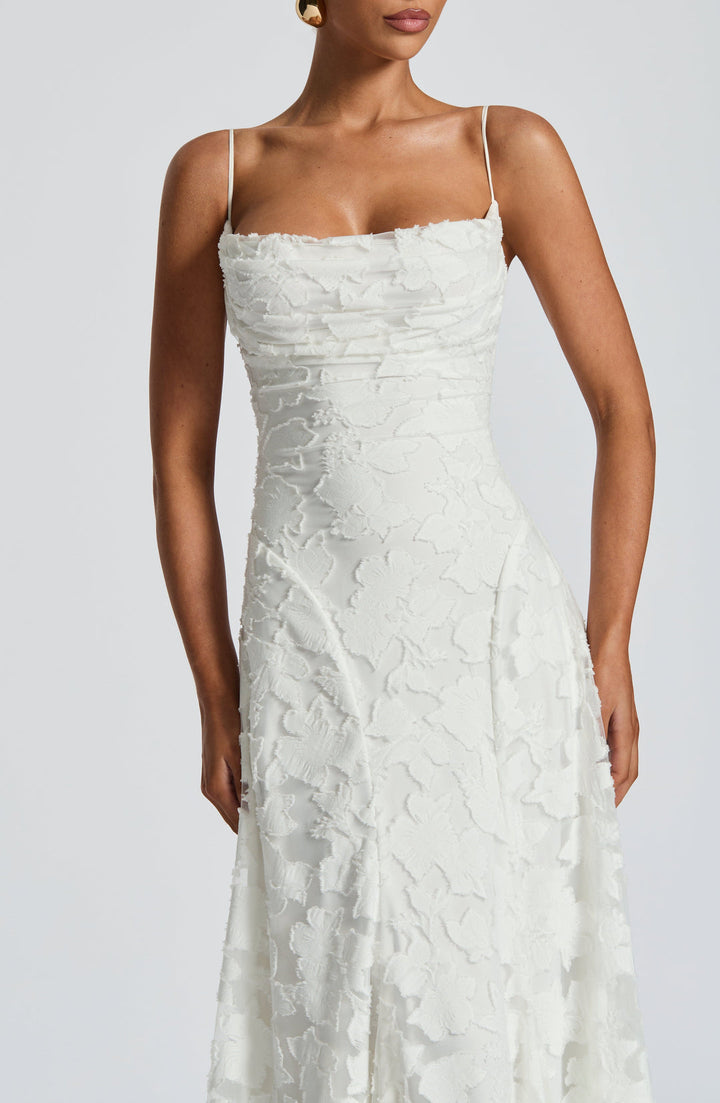 Women’s Maxi Dress with Waterfall Neckline and Lace-Up Back