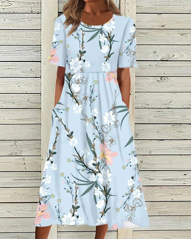 Women’s Midi Dress with Round Neckline