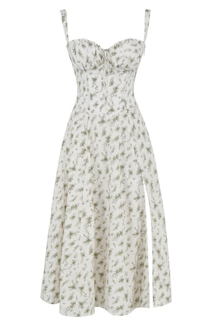 Women’s Midi Dress with Shoulder Straps and Drawstring Detail