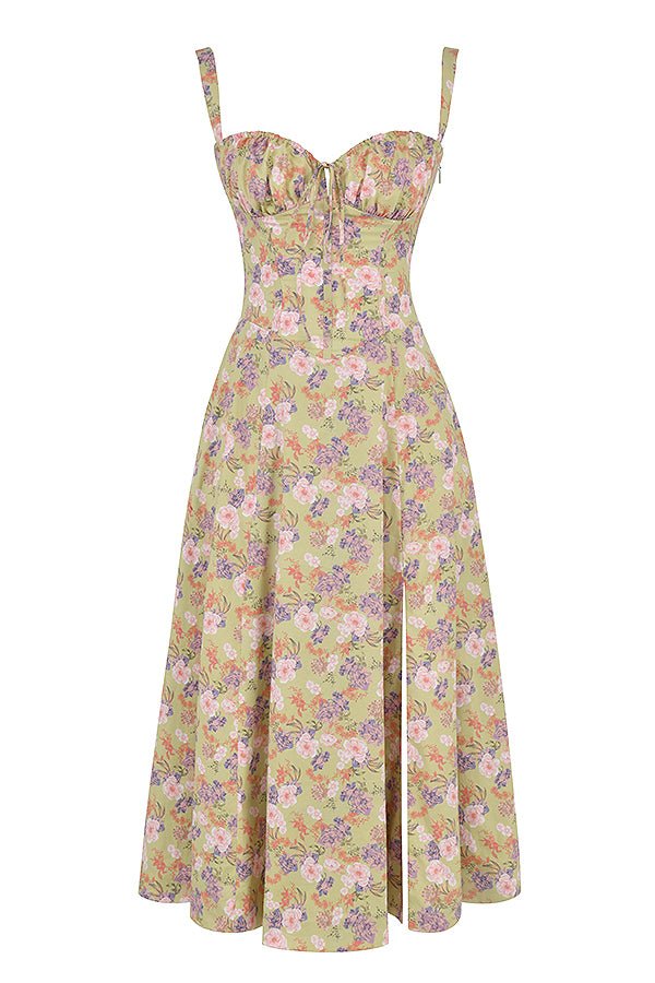 Women’s Midi Dress with Shoulder Straps and Drawstring Detail