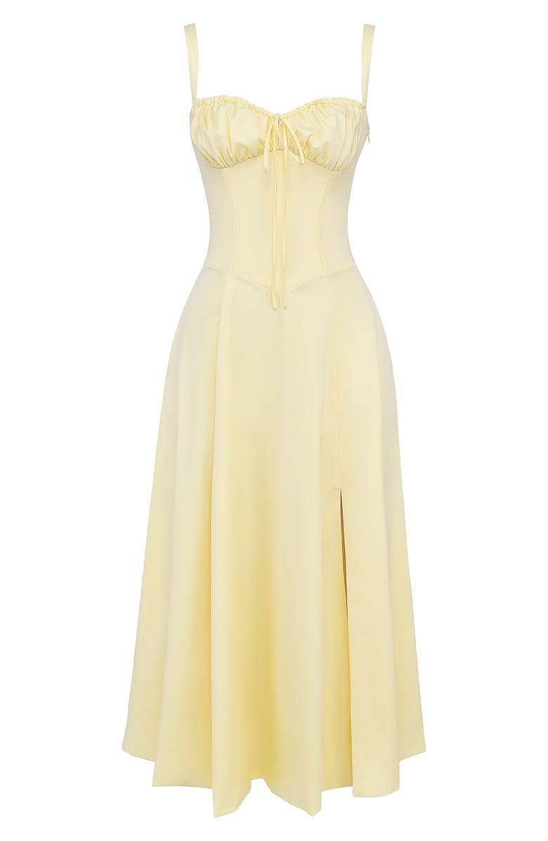 Women’s Midi Dress with Shoulder Straps and Drawstring Detail