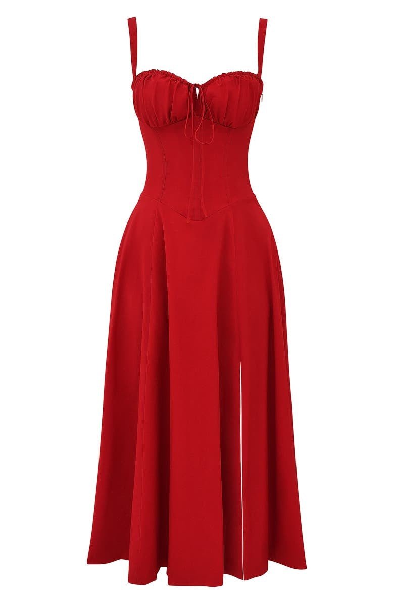 Women’s Midi Dress with Shoulder Straps and Drawstring Detail