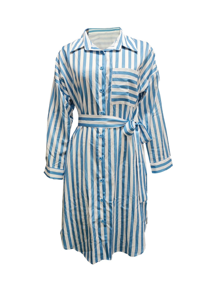 Women’s Midi Shirt Dress with Front Button Closure
