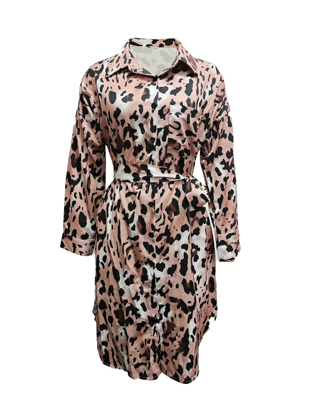 Women’s Midi Shirt Dress with Front Button Closure