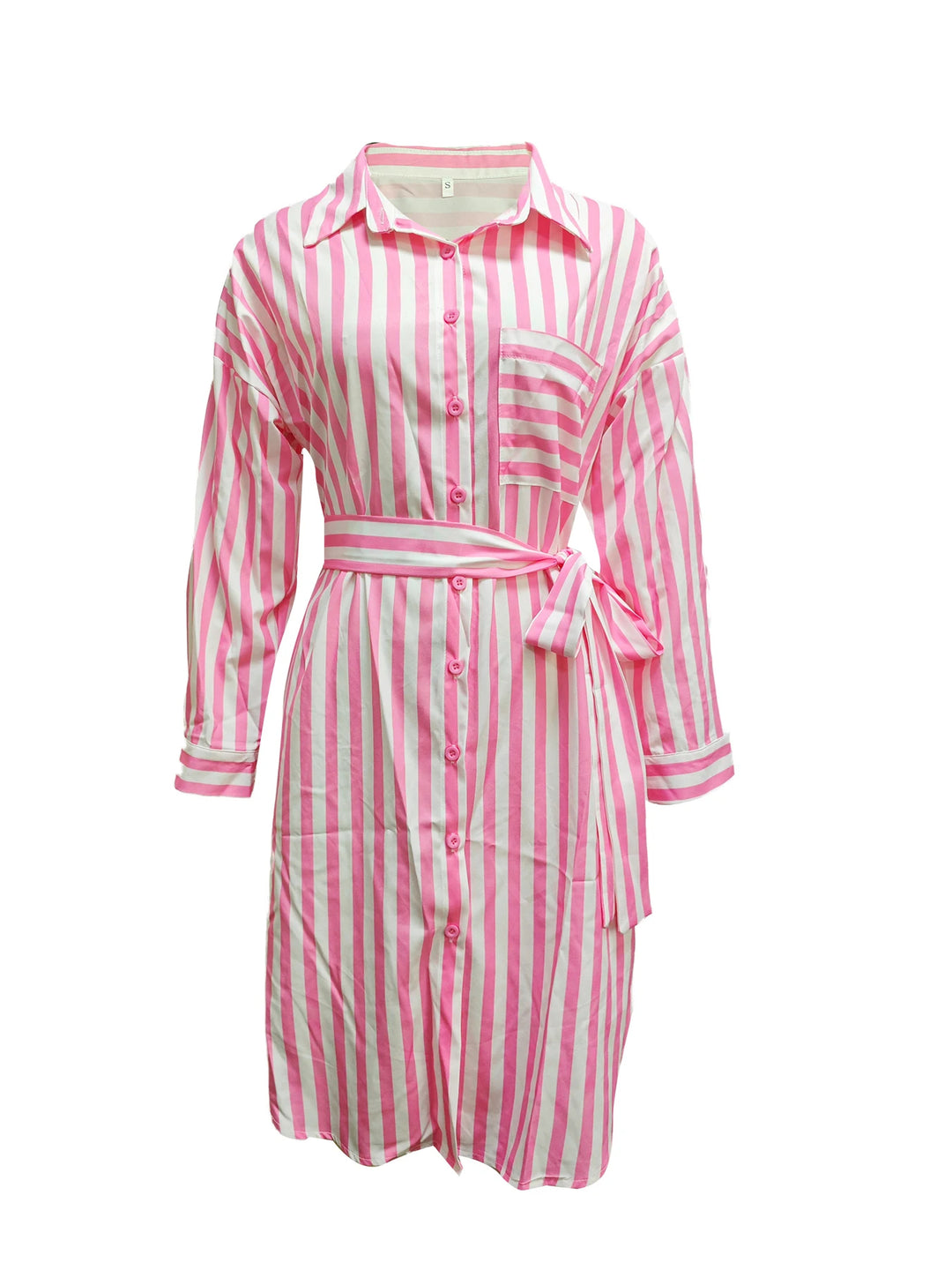 Women’s Midi Shirt Dress with Front Button Closure