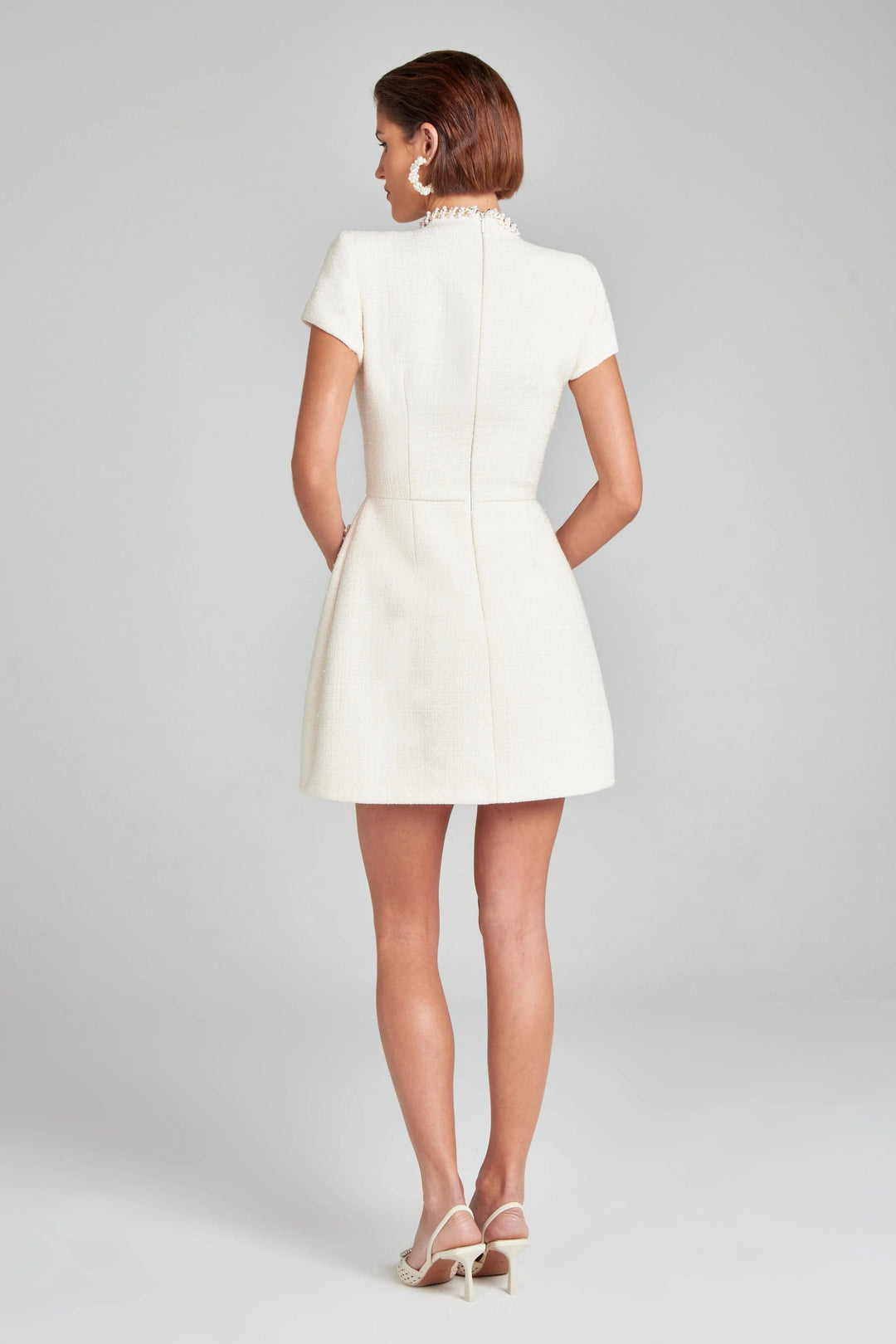 Women’s Mini Dress with Pearl Trim and Front Pockets