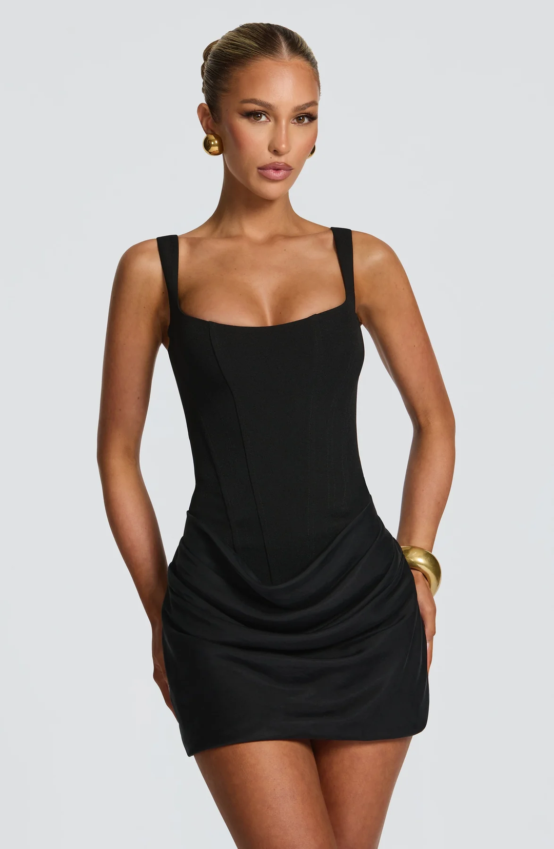 Women’s Mini Dress with Square Neckline and Wide Straps