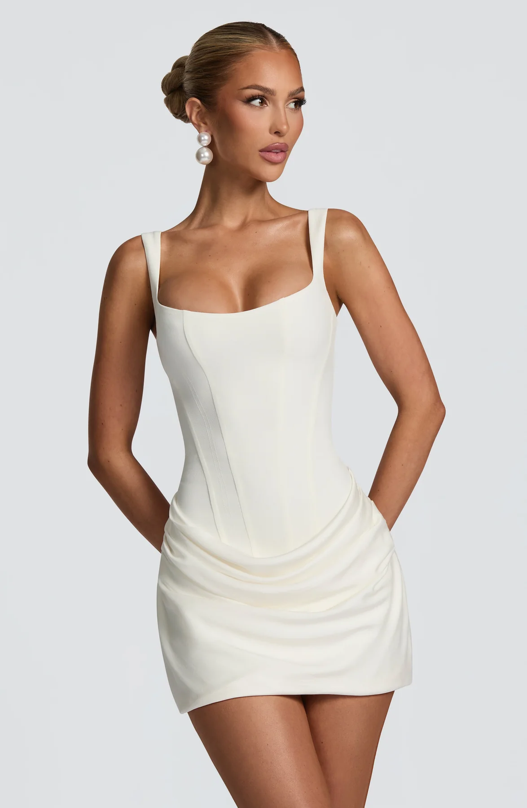 Women’s Mini Dress with Square Neckline and Wide Straps
