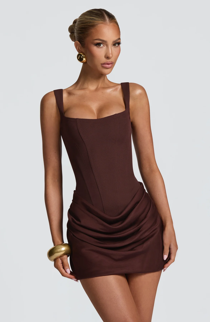 Women’s Mini Dress with Square Neckline and Wide Straps