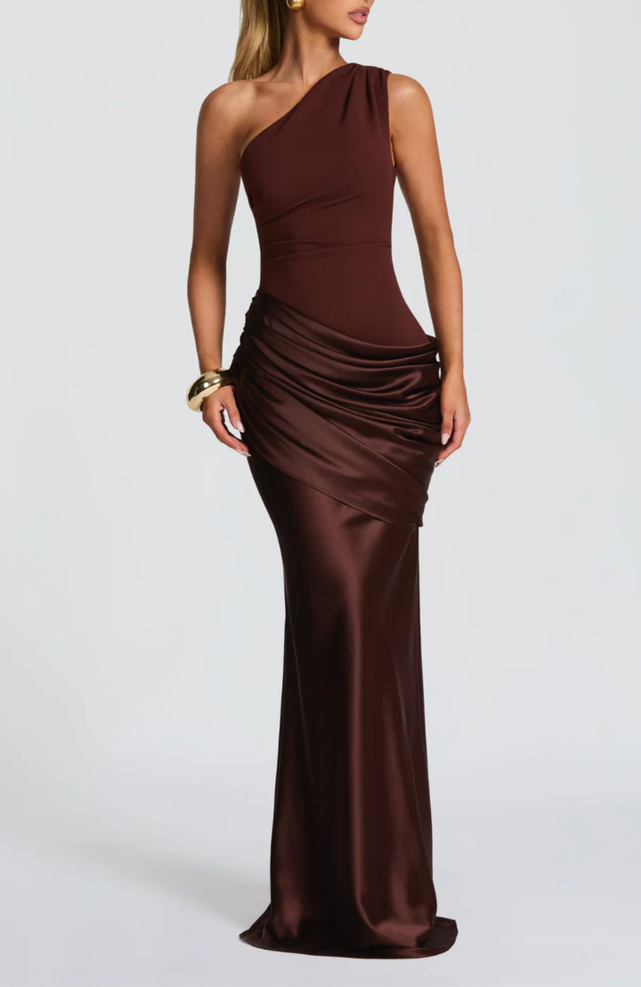 Women’s One Shoulder Maxi Dress with Asymmetrical Neckline