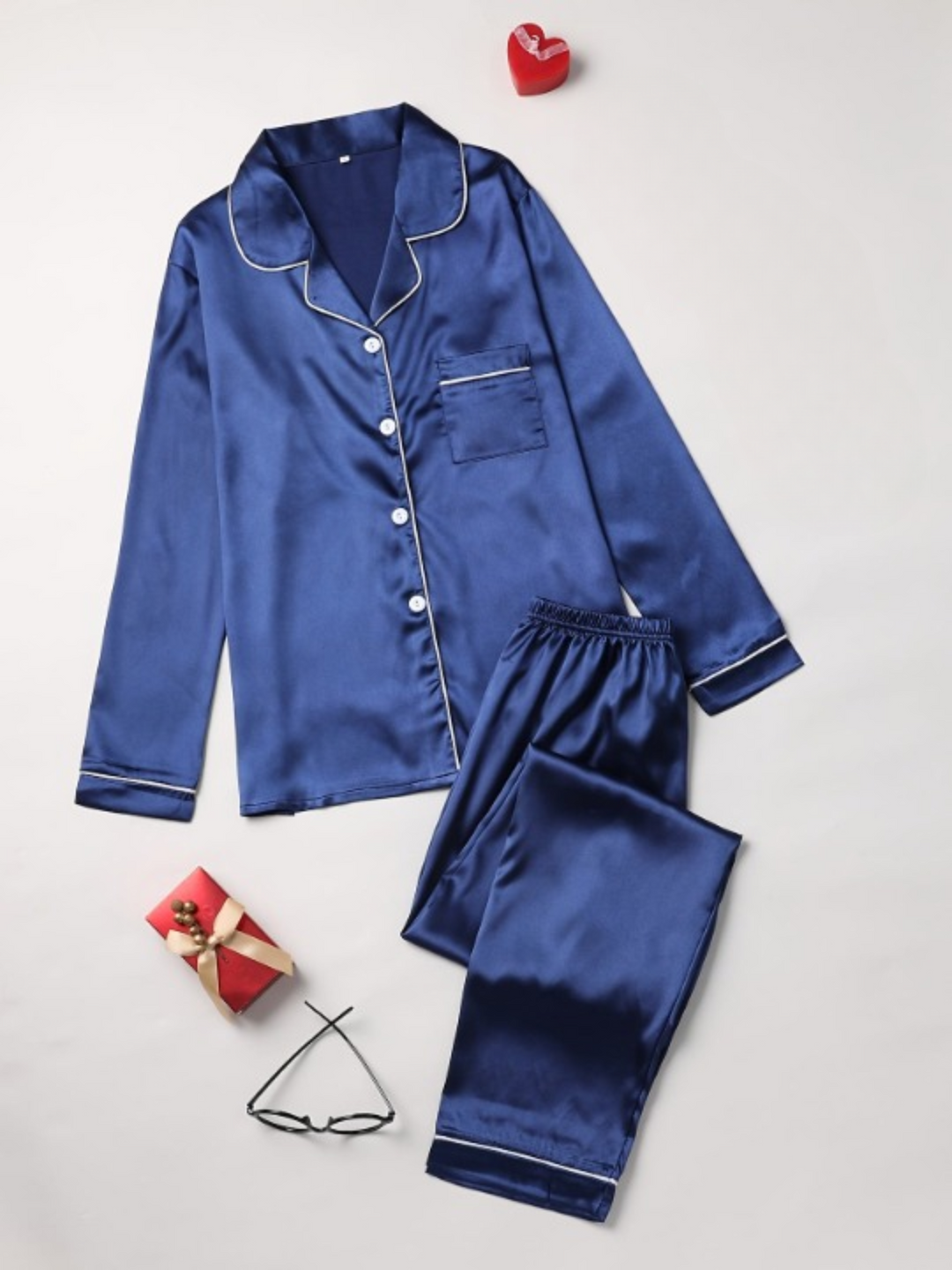 Women’s Pajama Set with Button-Up Top and Relaxed Pants