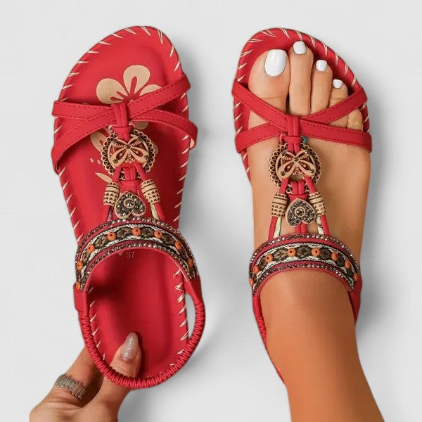 Women’s Sandals with Cross Straps and Decorative Front Detail