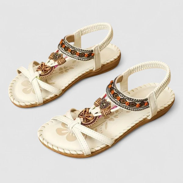 Women’s Sandals with Cross Straps and Decorative Front Detail