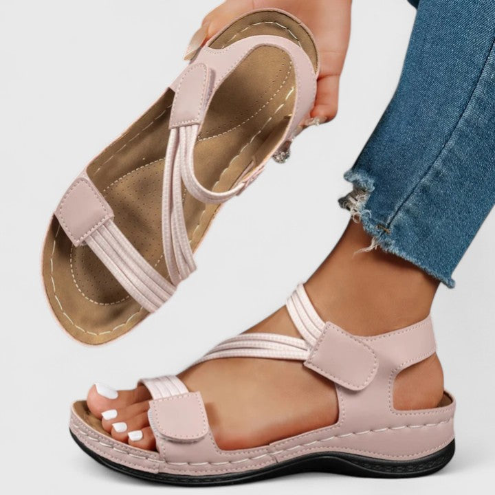 Women’s Sandals with Cross Straps and Hook-and-Loop Closure
