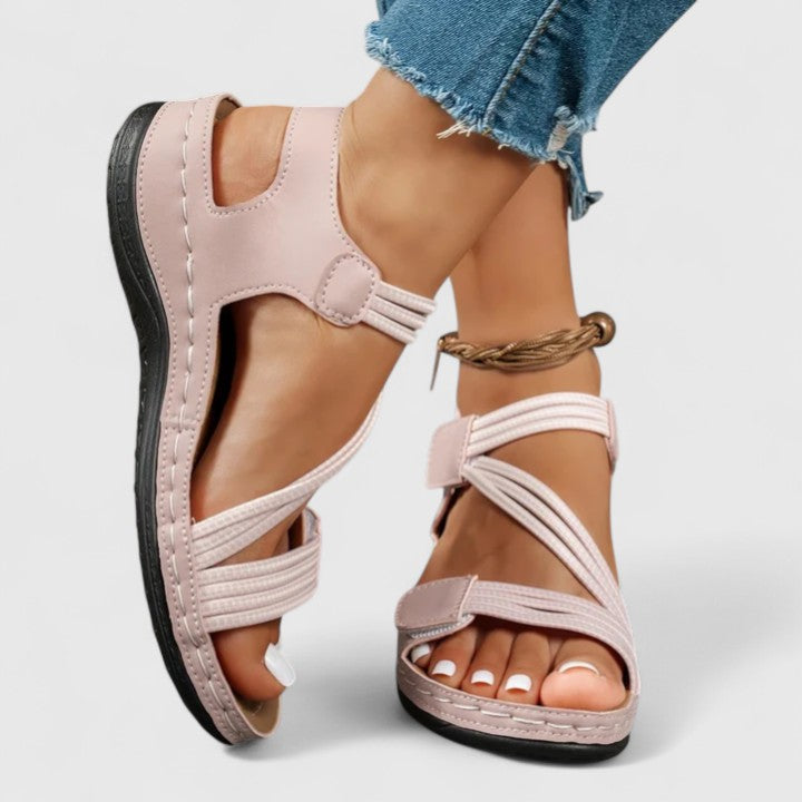 Women’s Sandals with Cross Straps and Hook-and-Loop Closure
