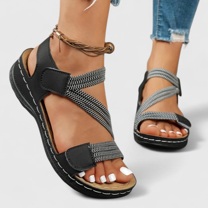 Women’s Sandals with Cross Straps and Hook-and-Loop Closure
