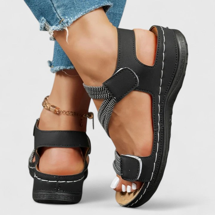 Women’s Sandals with Cross Straps and Hook-and-Loop Closure