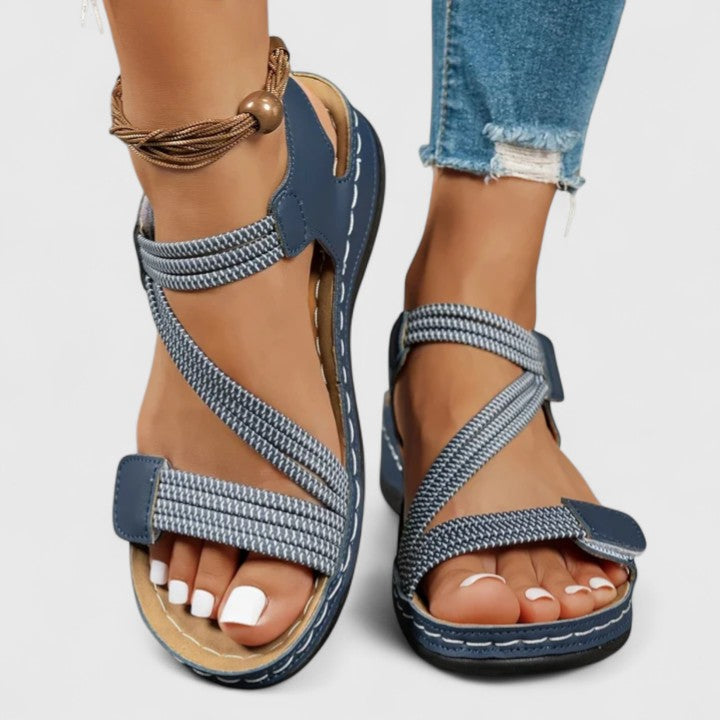 Women’s Sandals with Cross Straps and Hook-and-Loop Closure