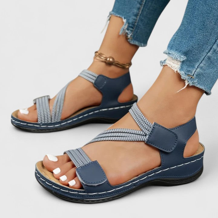 Women’s Sandals with Cross Straps and Hook-and-Loop Closure