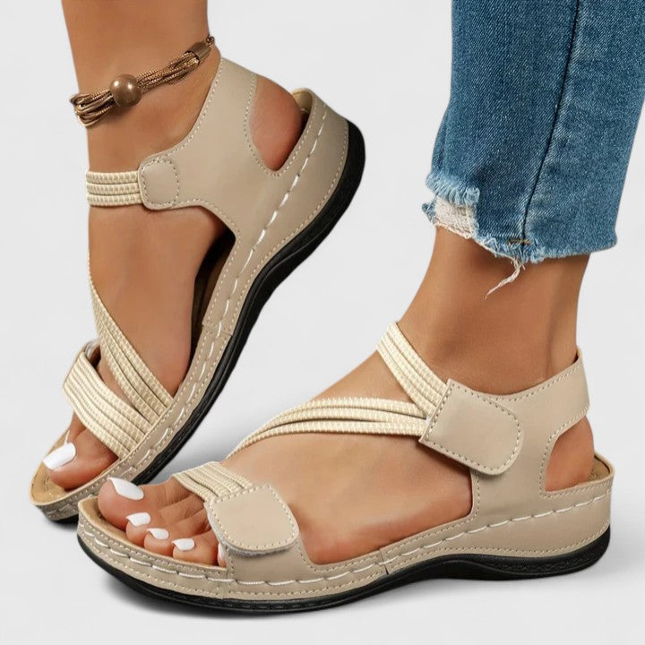 Women’s Sandals with Cross Straps and Hook-and-Loop Closure