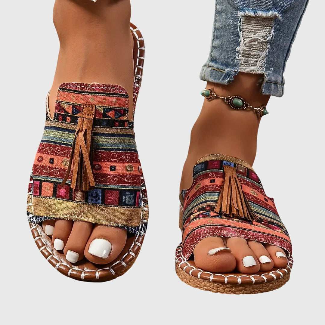 Women’s Sandals with Open Toe and Tassel Detail