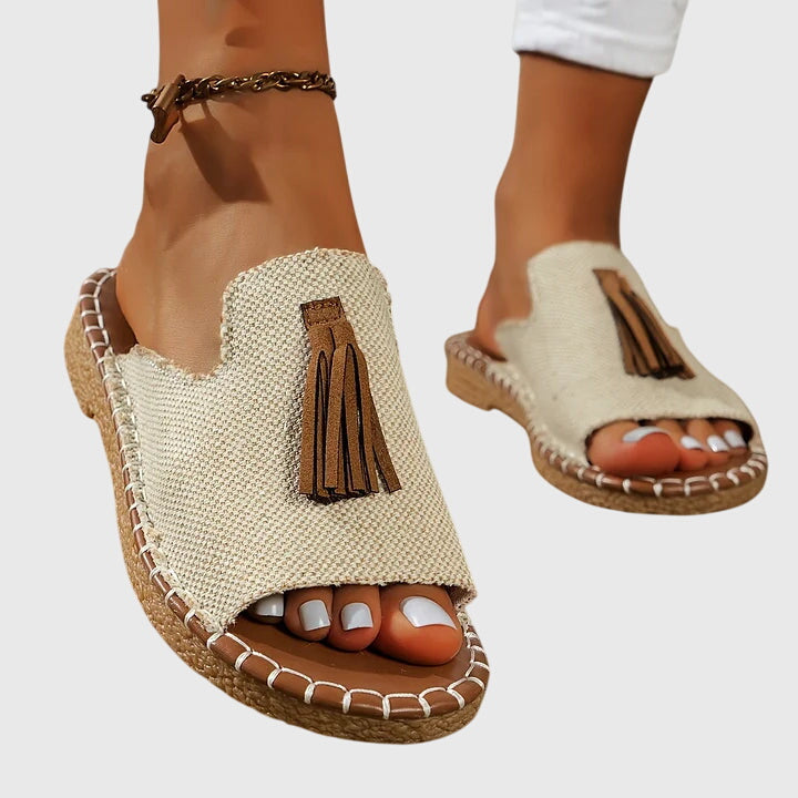 Women’s Sandals with Open Toe and Tassel Detail