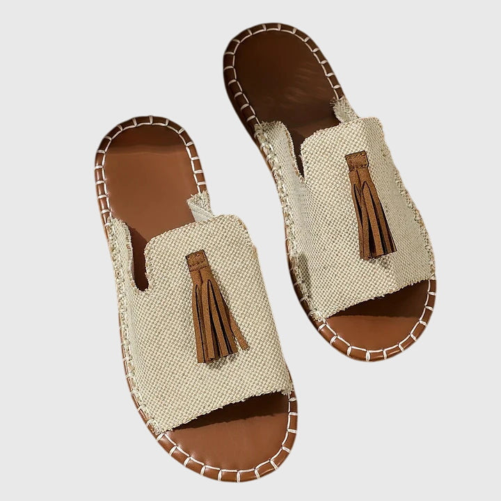 Women’s Sandals with Open Toe and Tassel Detail
