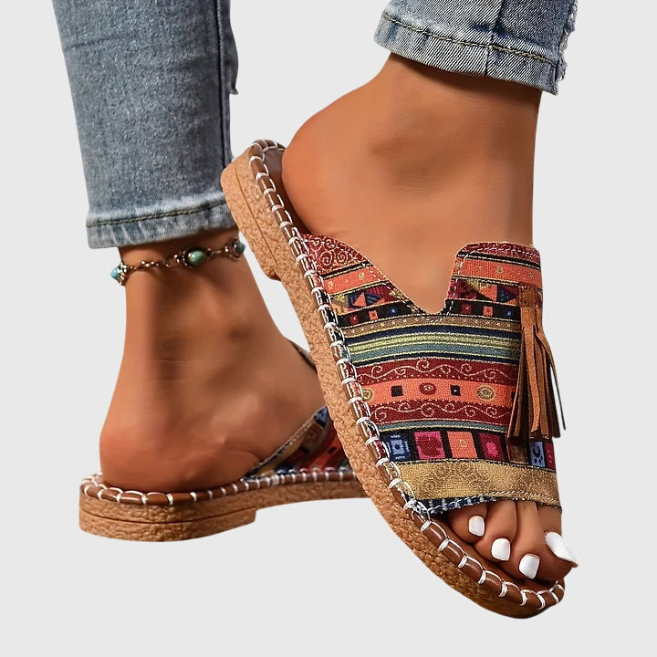 Women’s Sandals with Open Toe and Tassel Detail
