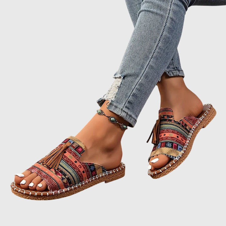 Women’s Sandals with Open Toe and Tassel Detail