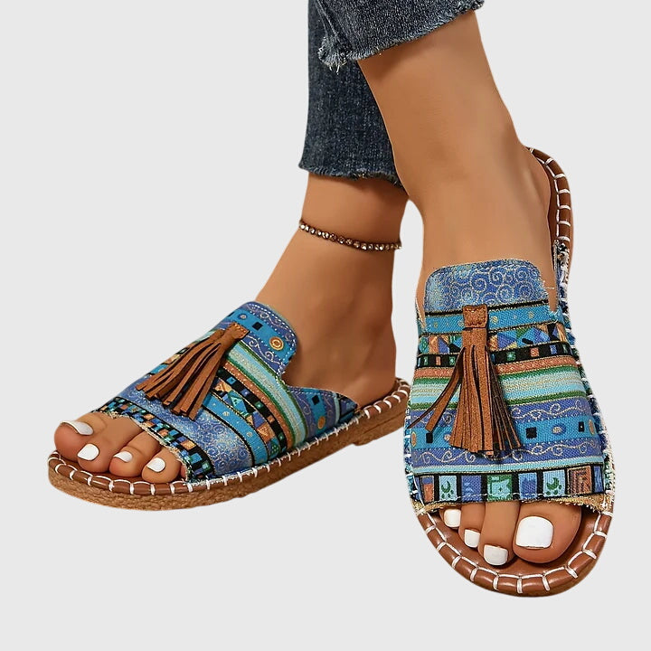 Women’s Sandals with Open Toe and Tassel Detail