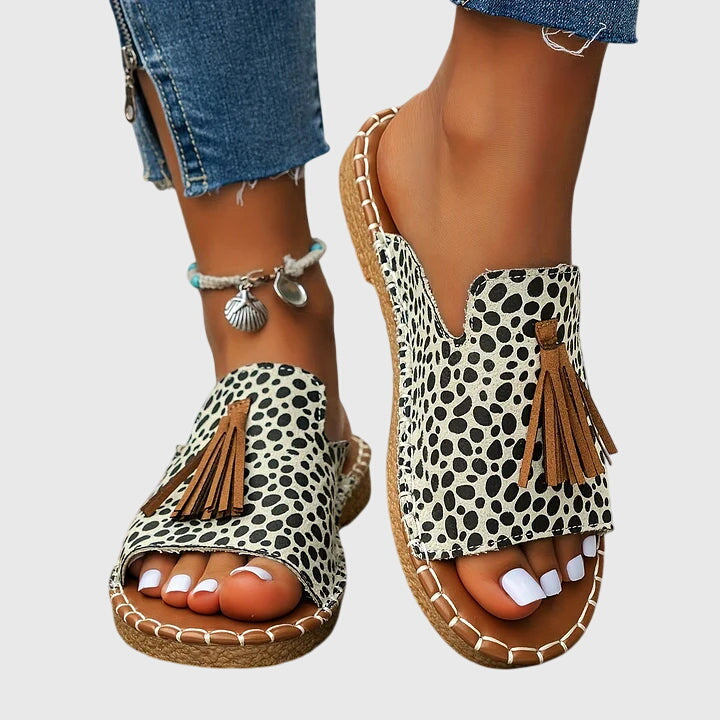 Women’s Sandals with Open Toe and Tassel Detail
