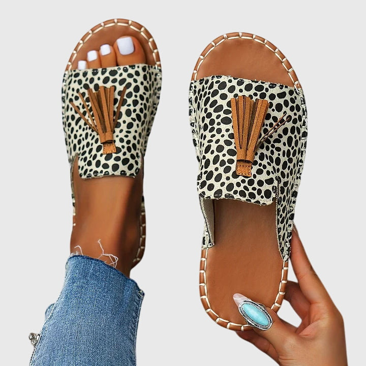 Women’s Sandals with Open Toe and Tassel Detail