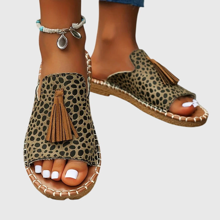 Women’s Sandals with Open Toe and Tassel Detail